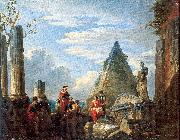 Panini, Giovanni Paolo Roman Ruins with Figures Sweden oil painting reproduction